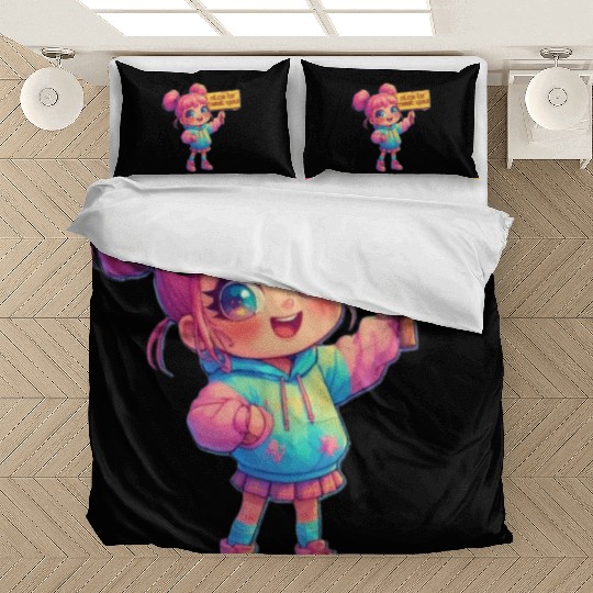 Cute Girl Holding Welcome Sign Bedding Sets
