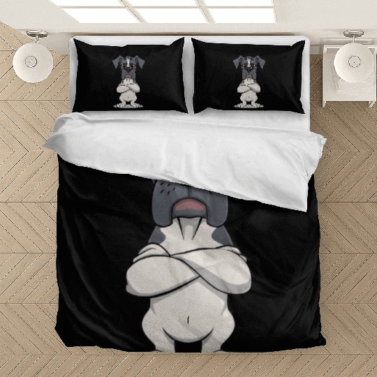 Grumpy great dane cartoon animal illustration Bedding Sets