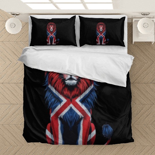 British Lion with Union Jack Flag Bold Art Design Bedding Sets