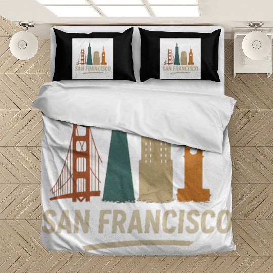 San Francisco Skyline Street Glow Bedding Sets