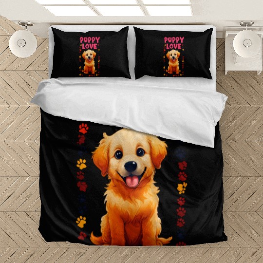 Cute Puppy Love Illustration for Apparel Bedding Sets