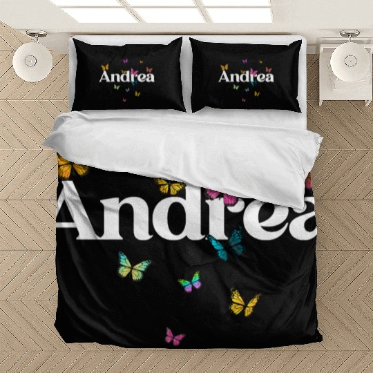 ANDREA - beautiful girl name with cute butterflies Bedding Sets