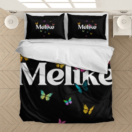 MELIKA - beautiful girl name with cute butterflies Bedding Sets