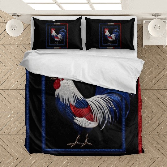 French Rooster Blue White Red National Flag Design Bedding Sets