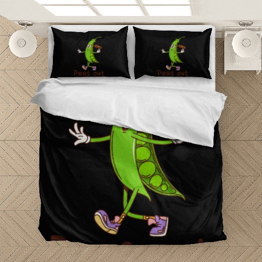 Playful Pea Out Character for Casual Wear Bedding Sets