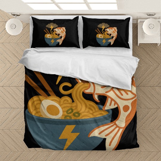 Electrified Fish Ramen Illustration Bedding Sets
