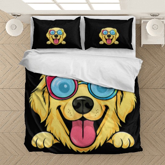 Joyful Dog with Sunglasses Illustration Bedding Sets