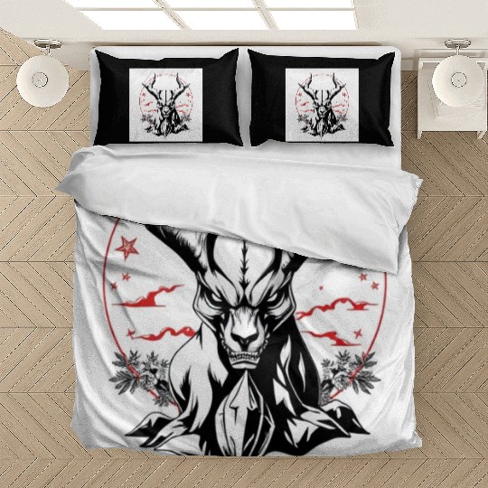 Mythic Horned Skull Illustration Bedding Sets