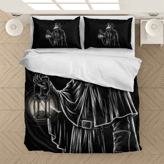 Dark Medieval Plague Doctor Illustration Bedding Sets