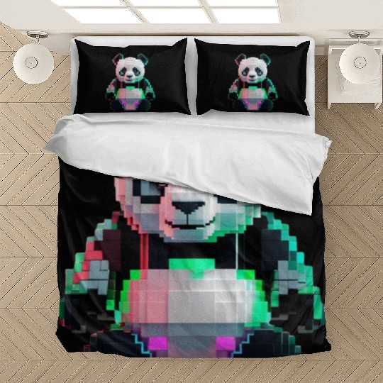 Pixel Art Cyber Panda Toy Bedding Sets