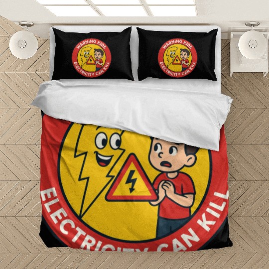 Warning Kids Electricity Safety Badge Bedding Sets