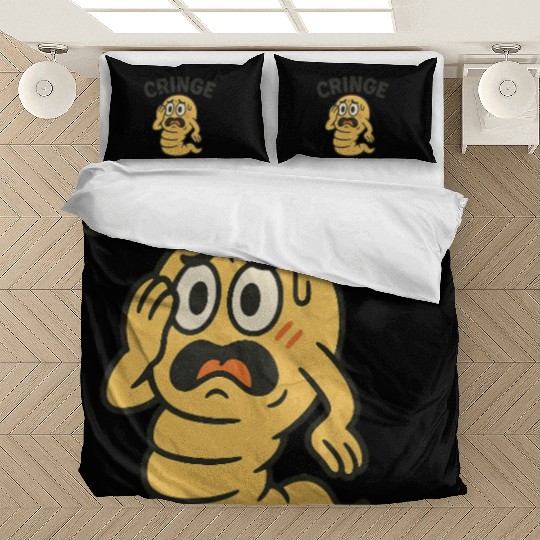 Cringe Meme Worm Illustration Bedding Sets