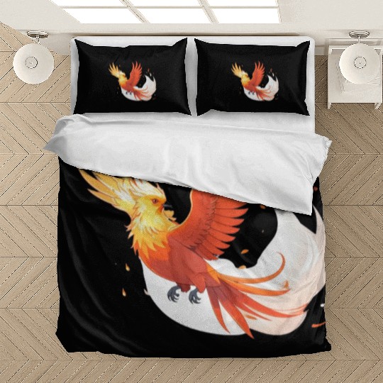 Fiery Mythical Phoenix Illustration Bedding Sets