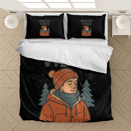 Winter Vibes Cozy Illustration Bedding Sets