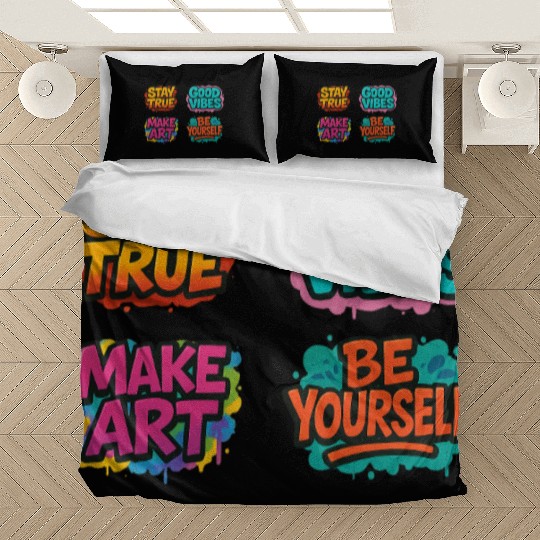 Vibrant Motivational Affirmation Designs Bedding Sets