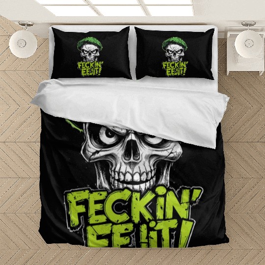 Angry Skull Feckin Eejit Irish Slang Funny Joke Bedding Sets