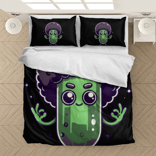 Whimsical Broccoli with Afro Hair Bedding Sets