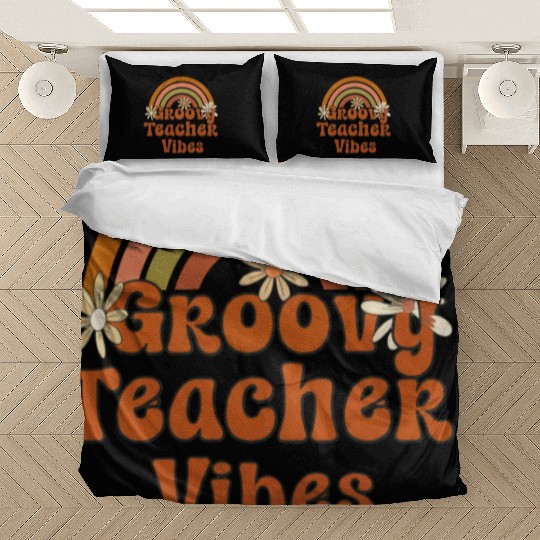 Groovy Teacher Vibe Rainbow Bedding Sets Design
