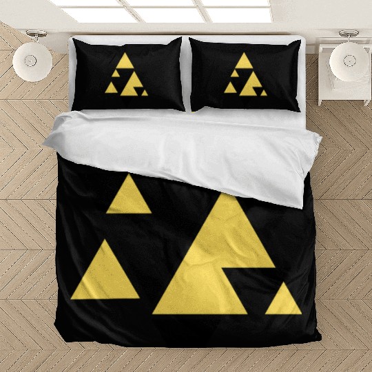 Geometric Golden Triangle Art Bedding Sets