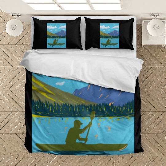 Kayak in Lake Josephine Glacier National Park WPA Bedding Sets