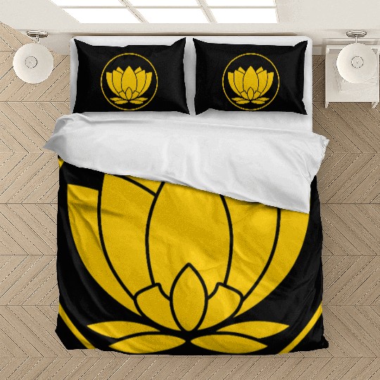 Minimalist Lotus Emblem Design Yellow Bedding Sets