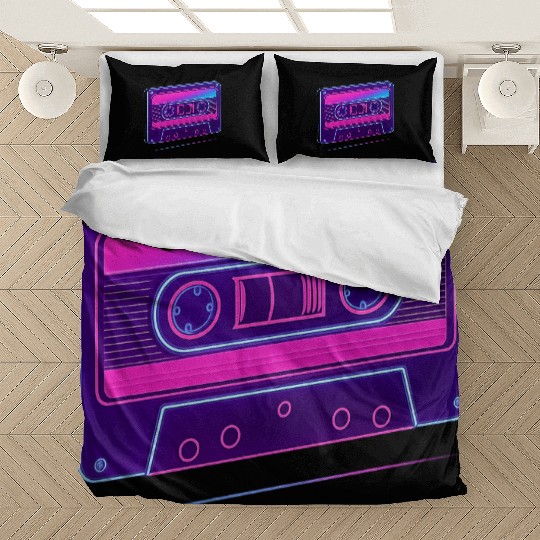 Neon Cassette Tape Retro Design Bedding Sets