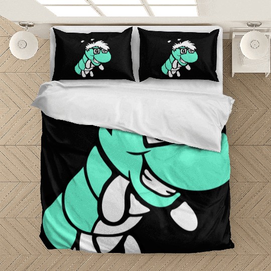 Nerd caterpillar peeks through hole Geek worm cool Bedding Sets