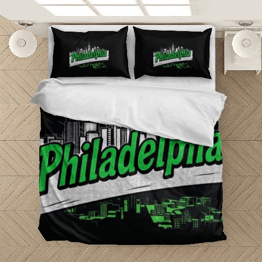 Philadelphia Skyline Neon Design Bedding Sets