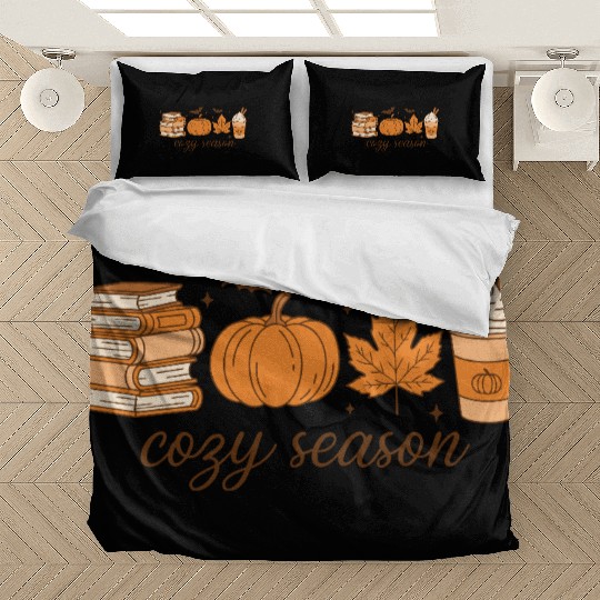 Cozy Season Pumpkin Latte Halloween Books & Leaves Bedding Sets