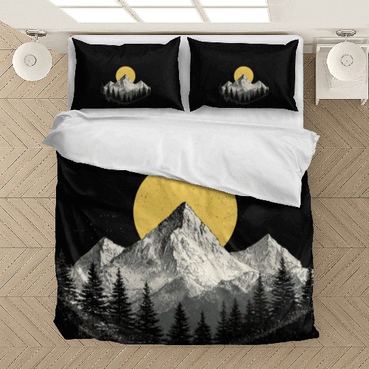 Mountain Silhouette with Full Moon Bedding Sets