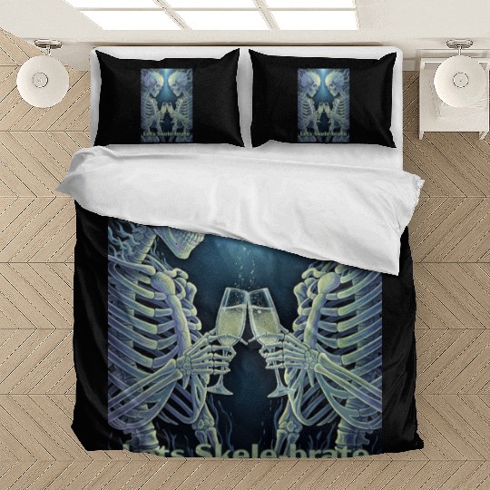 Celestial Skeleton Toasting Champagne Bedding Sets