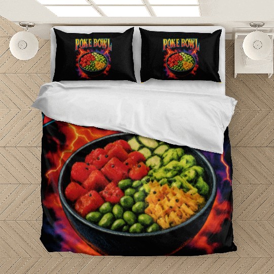 Poke Bowl Favorite Food Funny Weird 90s Poke Bowl Bedding Sets