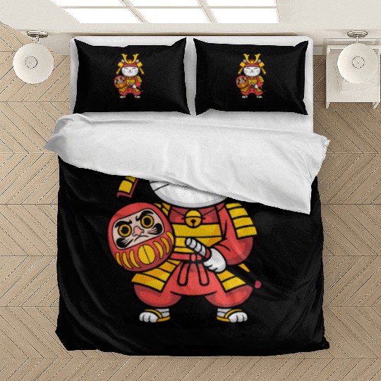 Kawaii Samurai Cat with Daruma Doll – Japanese  Bedding Sets