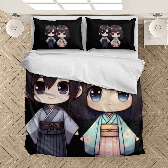 Chibi Kawaii Traditional Kimono Duo Bedding Sets