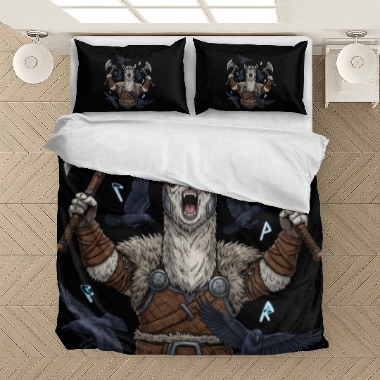 Viking Alpaca Warrior Illustration Bedding Sets