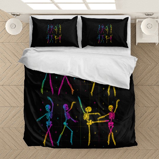 Funny Spooky Skeleton Ballet Poses Halloween Bedding Sets