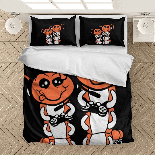 2 gamers caterpillar nerd gaming controller consol Bedding Sets