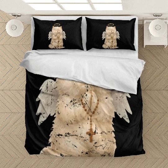 Heavenly Praying Cat with Angel Wings Bedding Sets