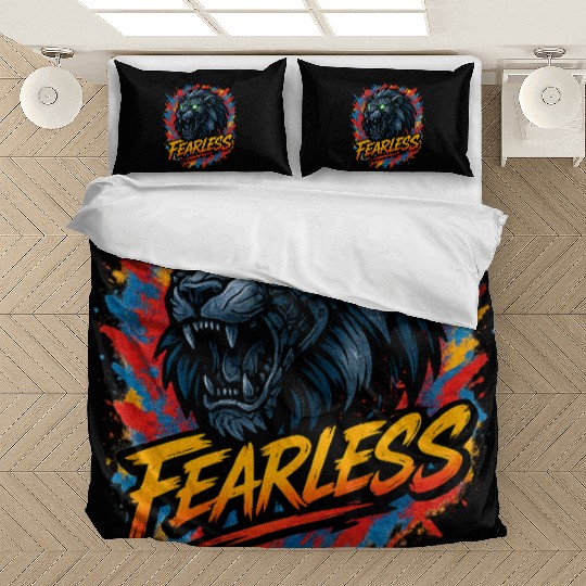 Fearless Lion with Neon Eyes Design Bedding Sets