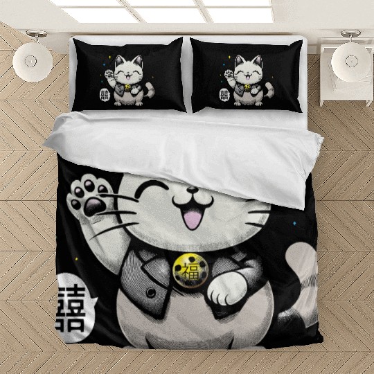 Happy Maneki Neko - double happiness - 招き猫 Bedding Sets