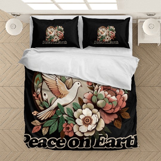 Peaceful Dove Heart Floral Design Bedding Sets