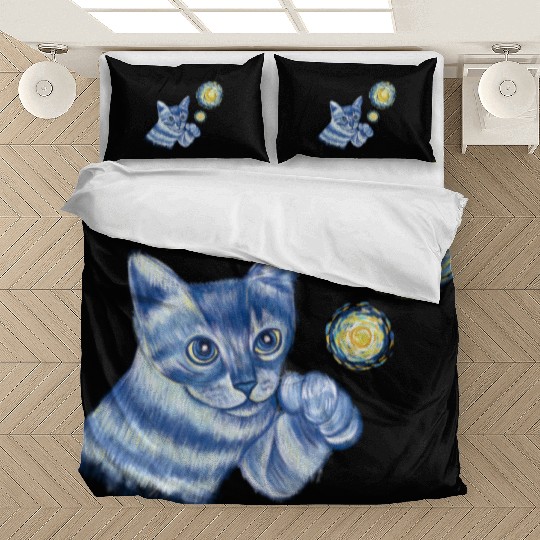 Blue Starry Night British Shorthair Cat Graphic Bedding Sets
