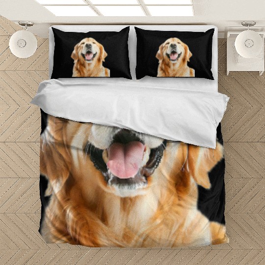 Joyful Golden Retriever Illustration Bedding Sets