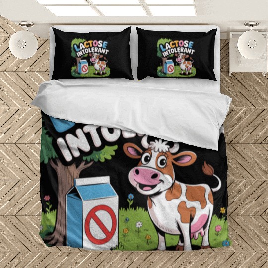 Lactose Intolerant Cow Cartoon  Funny  Bedding Sets