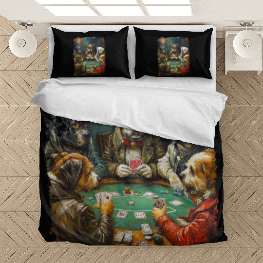 Playing Card Gambling Dog Playing Poker Cards Bedding Sets