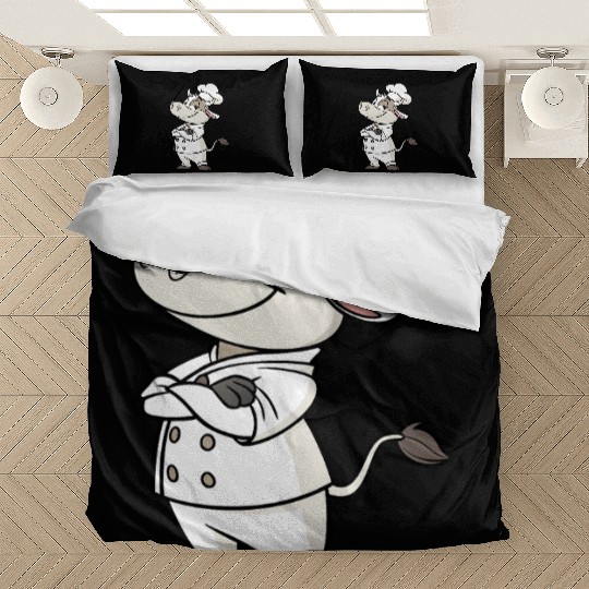 Charming Cow Chef Cartoon Illustration Bedding Sets