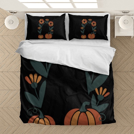 Floral Halloween Vintage Ghost Flower Pumpkin Bedding Sets
