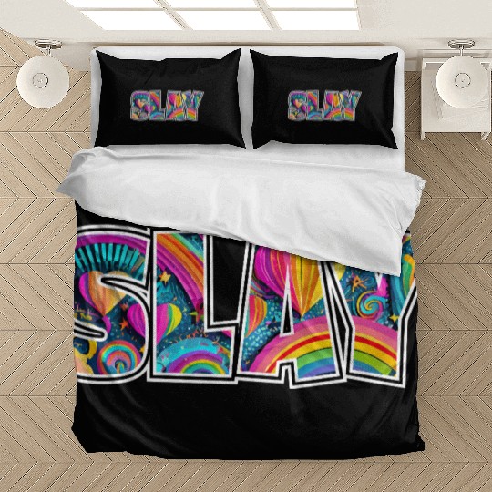 Heart Rainbow Slay Logo Bedding Sets