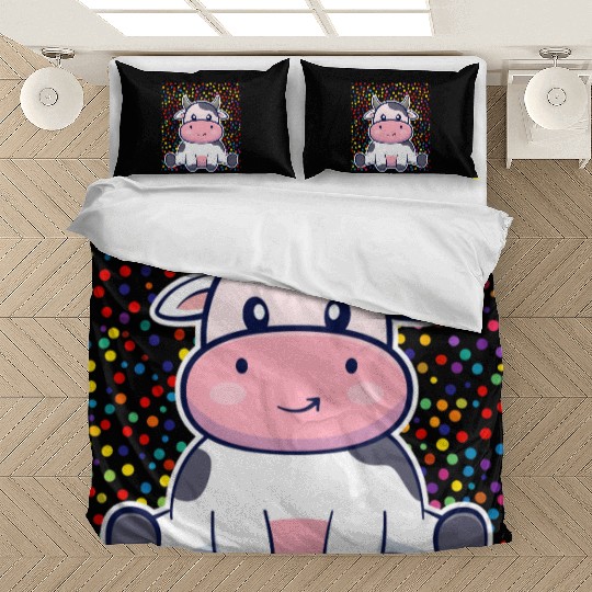 Cute Cartoon Cow with Polka Dots Bedding Sets