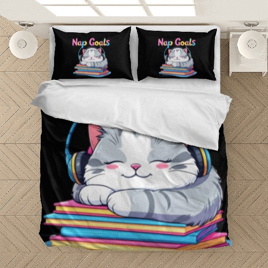 Cute Cat Nap Goals Design Bedding Sets